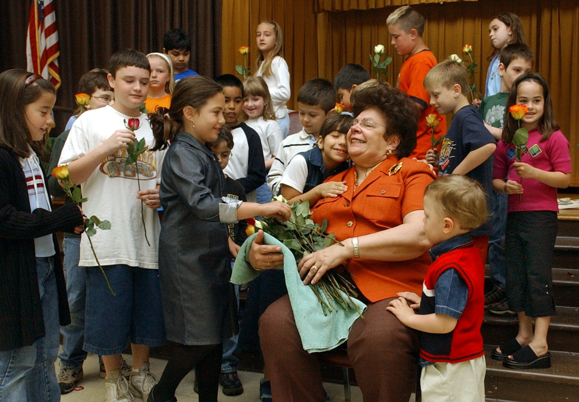 Roses and love for a retiring teacher. 